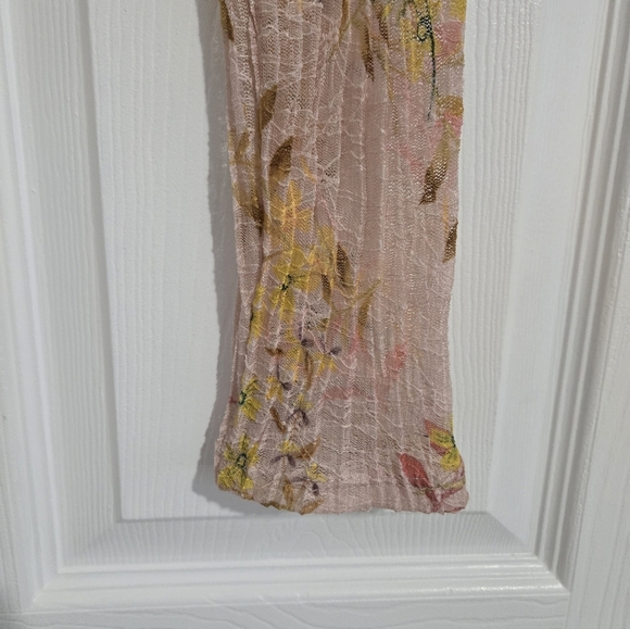 Free People Angelina Cropped Blouse Shirt Women's XS Floral Pleated Scoop Neck - Picture 7 of 12